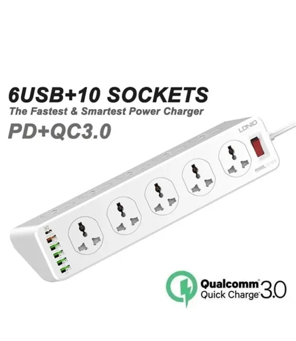 چندراهی برق 10 سوکت، 5 یواس‌بی و 1 تایپ‌‎سی الدنیو SC10610