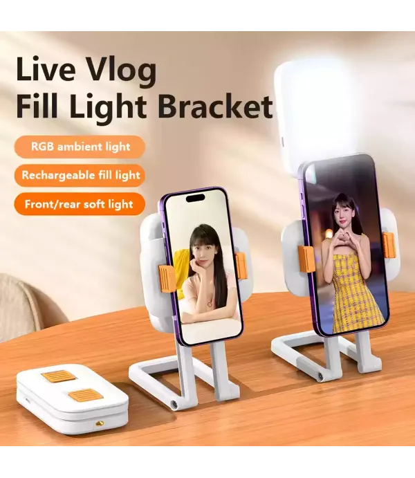 هولدر گوشی موبایل و رینگ لایت شارژی چندکاره D2 PRO