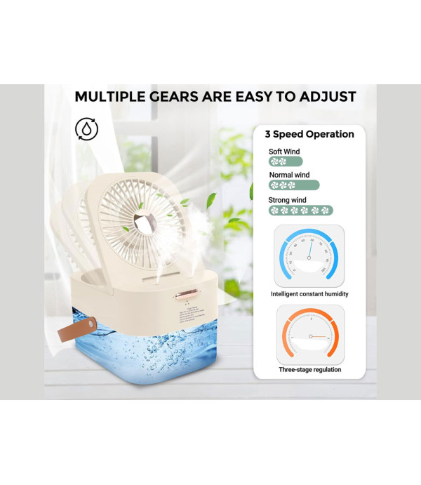 پنکه رومیزی، مرطوب کننده هوا و چراغ خواب رومیزی Desktop Fan, Night Light, Humidifying Fan 2.5L Q7