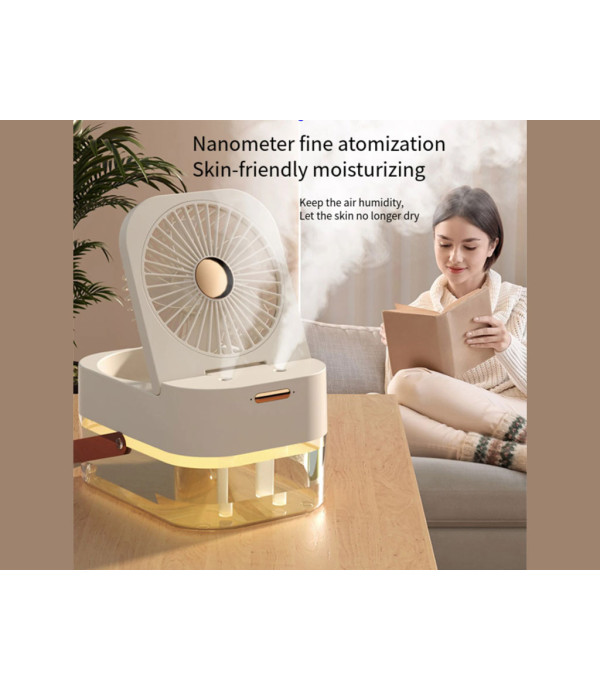 پنکه رومیزی، مرطوب کننده هوا و چراغ خواب رومیزی Desktop Fan, Night Light, Humidifying Fan 2.5L Q7