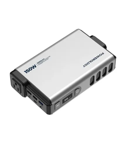 اینورتر و پاوربانک پاورولوژی با ظرفیت 32 هزار میلی آمپر ساعت 150 وات Powerology 32000mAh 150W Mini Power Station With AC Output PPBCHA31