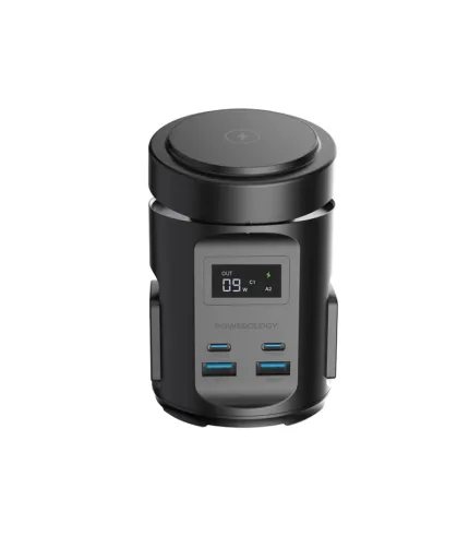 چندراهی برق 2200 وات و شارژر وایرلس رومیزی 15 وات فست شارژ 65 وات پاورولوژی Powerology Magsafe Power Hub USB-C Power Delivery And USB-A QC 3.0 PWCUQC014