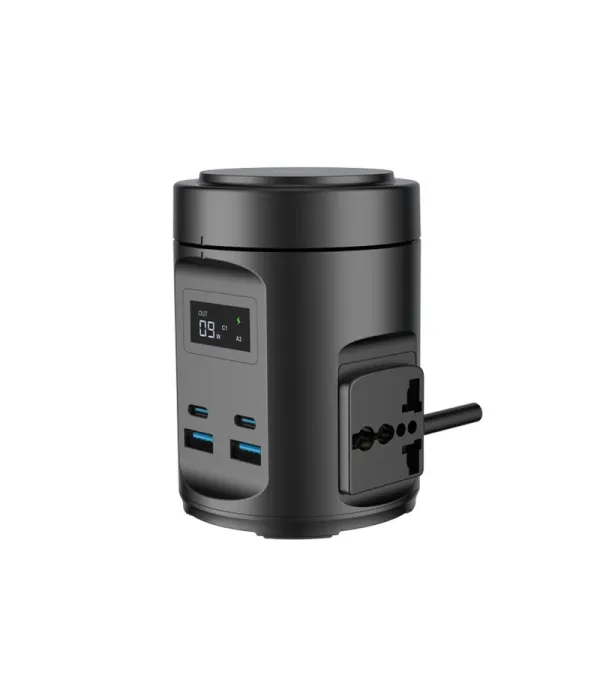 چندراهی برق 2200 وات و شارژر وایرلس رومیزی 15 وات فست شارژ 65 وات پاورولوژی Powerology Magsafe Power Hub USB-C Power Delivery And USB-A QC 3.0 PWCUQC014