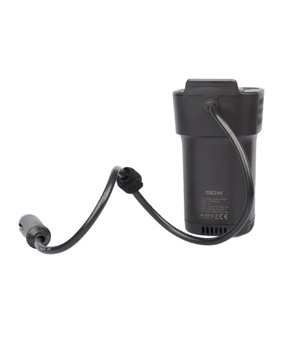 مبدل برق خودرو (اینورتر) و شارژر فندکی فست شارژ ماشین تایپ سی و یو اس بی 150 وات پاورولوژی Powerology 150W Cup Holder Power Inverter Dual USB-C & USB-A QC3.0 P150INVBK