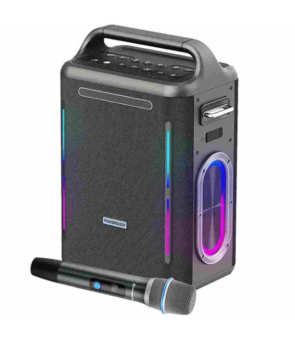 اسپیکر بلوتوثی با میکروفون کارائوکه 300 وات با شارژ سریع 65 واتی پاورولوژی مدل Powerology Karaoke Party Speaker PWLAU013