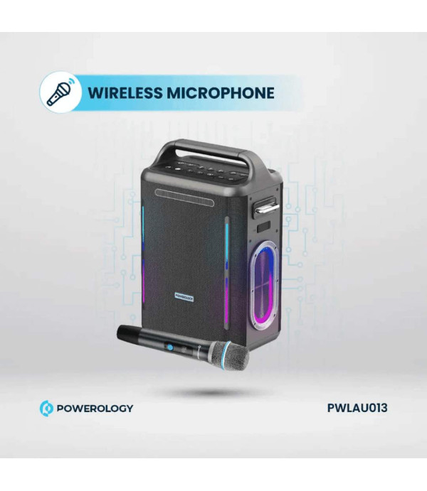 اسپیکر بلوتوثی با میکروفون کارائوکه 300 وات با شارژ سریع 65 واتی پاورولوژی مدل Powerology Karaoke Party Speaker PWLAU013