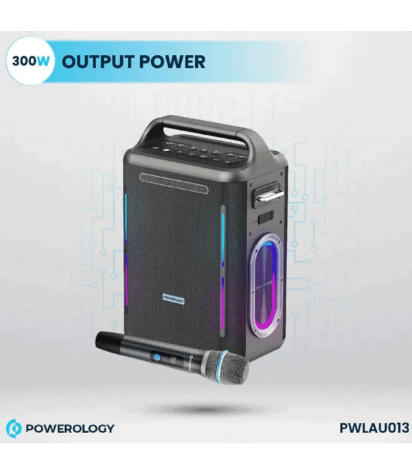 اسپیکر بلوتوثی با میکروفون کارائوکه 300 وات با شارژ سریع 65 واتی پاورولوژی مدل Powerology Karaoke Party Speaker PWLAU013