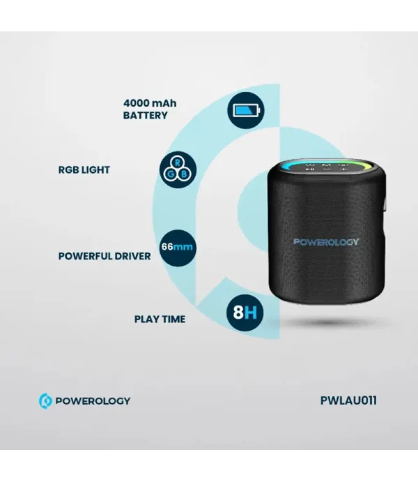 اسپیکر بلوتوثی قابل 25 وات RGB دار حمل پاورولوجی مدل Powerology Portable Loud Speaker PWLAU011
