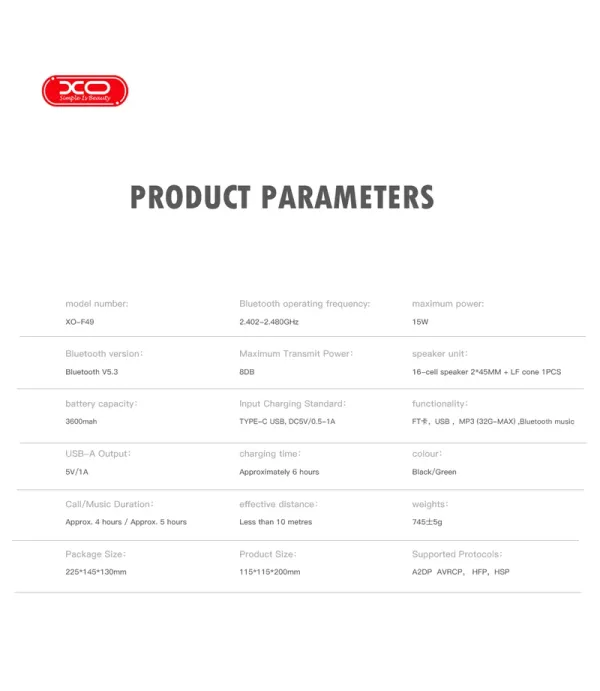 اسپیکر بلوتوثی و چراغ کمپینگ شارژی ایکس او مدل XO F49 Speaker and camping light