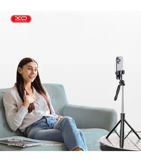 مونوپاد و سه پایه بلوتوثی 180 سانتی‌متری ریموت کنترلی ایکس او مدل XO SS15 Bluetooth Selfie Stick Balance steady shot direct broadcasting three legged reinforced bracket 180CM