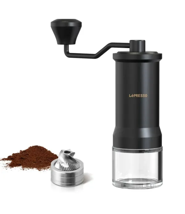 آسیاب قهوه دستی لپرسو مدل LePresso High Precision Conical Burr Grinder Glass Container LPMCGRBK