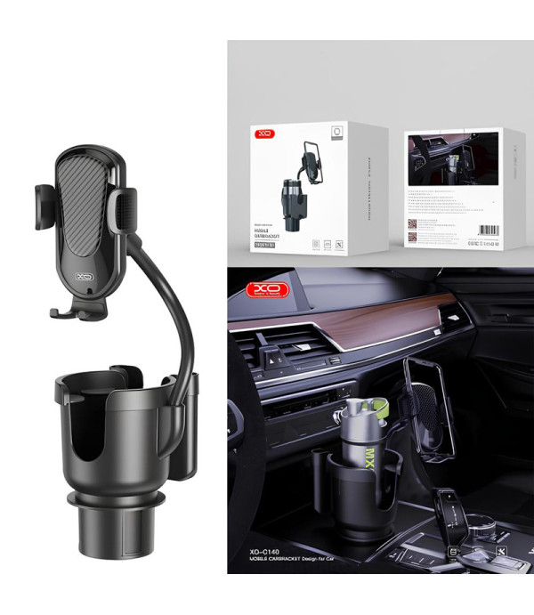 هولدر موبایل و جا لیوانی خودرو قابلیت تنظیم بدون محدودیت بازوی فلزی ایکس او مدل XO Car Cup Holder C140