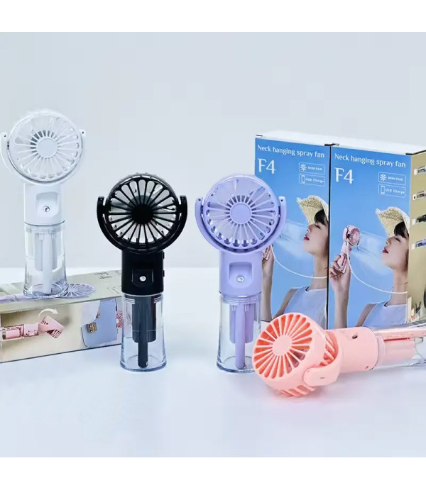 پنکه مه پاش شارژی گردنی و رو میزی مدل Neck Hanging Spray Fan F4