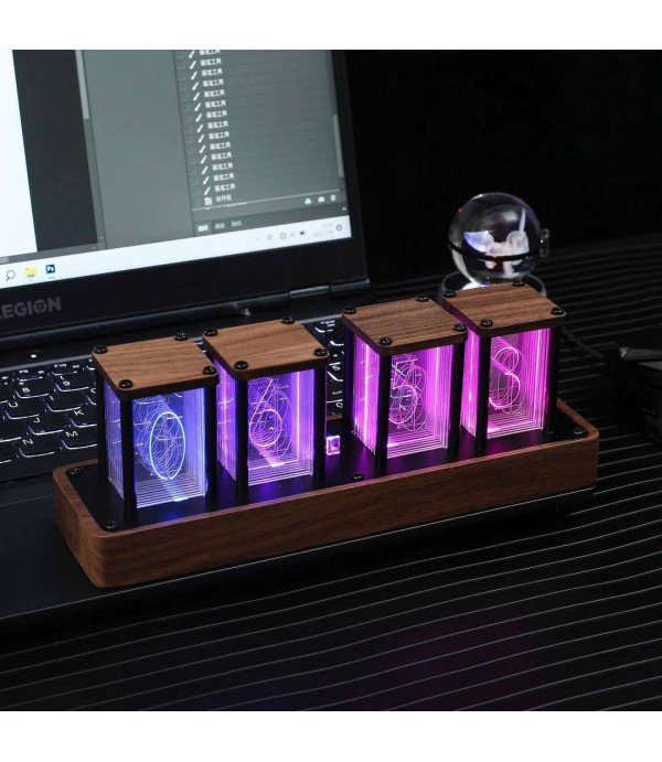 ساعت رو میزی LED دار 16 میلیون رنگ وای فای مدل Hot Quasi Flow IPS Color Screen Desk & Table DIY Display Rgb Glow Timer Alarm Nixie Tube Digital Clock