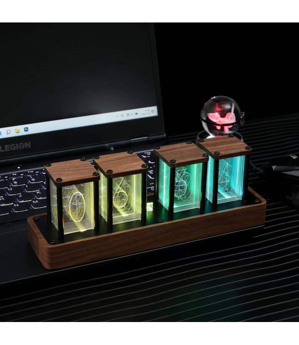 ساعت رو میزی LED دار 16 میلیون رنگ وای فای مدل Hot Quasi Flow IPS Color Screen Desk & Table DIY Display Rgb Glow Timer Alarm Nixie Tube Digital Clock
