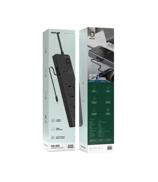 چند راهی و محافظ برق 3500 وات گرین لاین مدل Green Lion GS-900 Power Socket