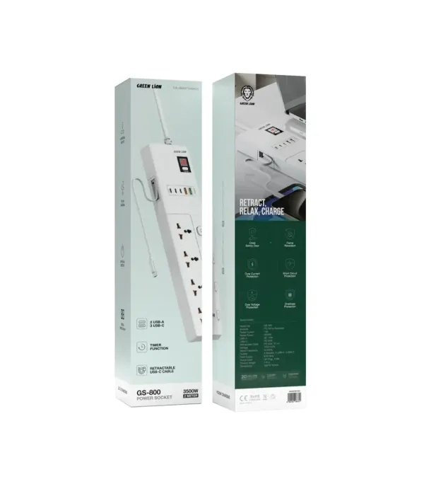 چند راهی و محافظ برق 3500 وات گرین لاین مدل Green Lion GS-900 Power Socket