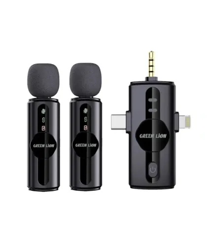 میکروفون یقه ای با قابلیت نویز کنسلینگ گرین لاین مدل Green Lion GM-80X 3 in 1 Microphone GNGM80XMIC