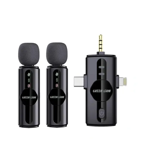 میکروفون یقه ای با قابلیت نویز کنسلینگ گرین لاین مدل Green Lion GM-80X 3 in 1 Microphone GNGM80XMIC