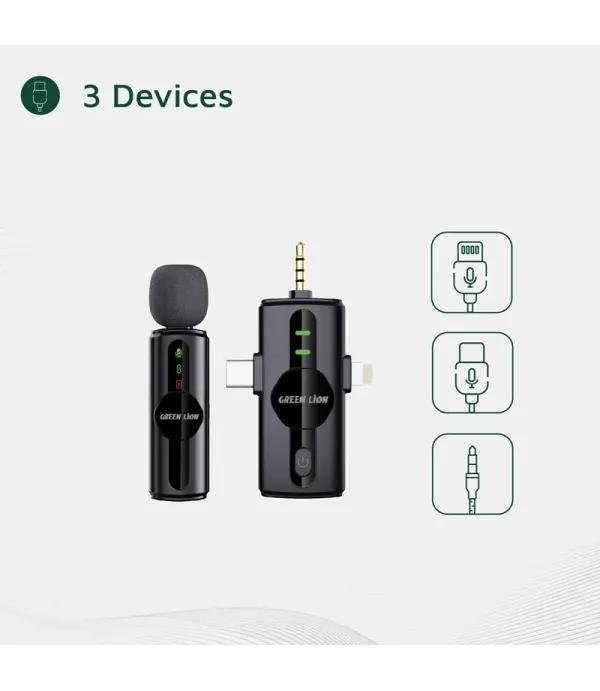 میکروفون یقه ای با قابلیت نویز کنسلینگ گرین لاین مدل Green Lion GM-79X 3 in 1 Microphone GNGM79XMIC