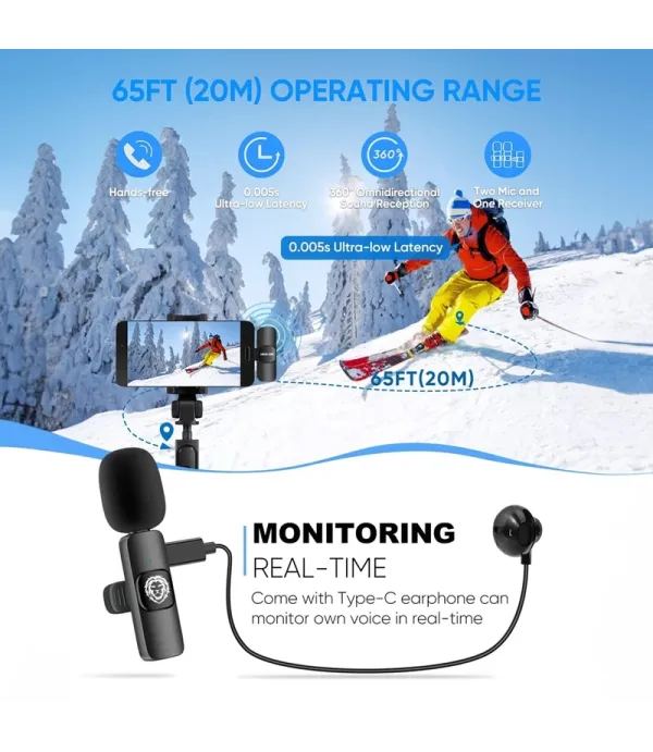 میکروفون یقه ای با قابلیت نویز کنسلینگ گرین لاین مدل Green Lion 3 in 1 Microphone GN3WIRMICP