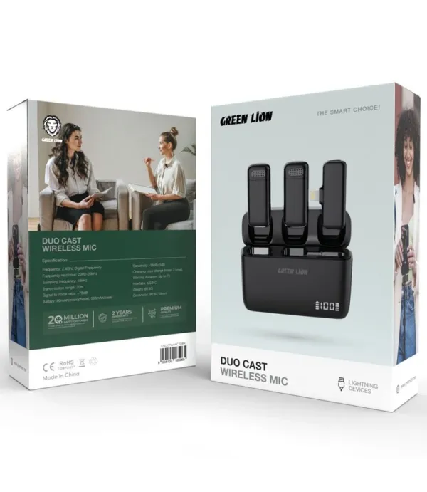 میکروفن یقه ای گرین لاین مدل Green Lion DUO Cast Type-C GNDCTWMICTCBK