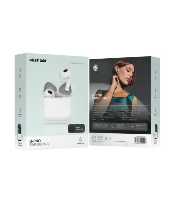 هندزفری بلوتوثی 5.3  گرین لاین مدل Green Lion G-Pro EARBUDS 3 GNAPOD3GPWH