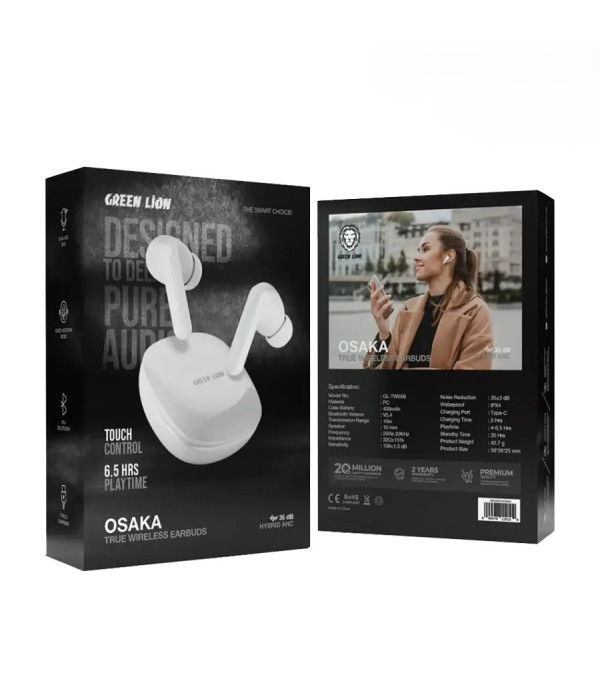 هندزفری بلوتوثی 5.4 نویز کنسلینگ ANC گرین لاین مدل اوساکا Green Lion Osaka True Wireless Earbuds GNOSKTWS