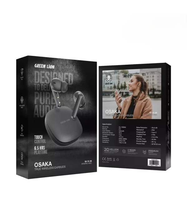 هندزفری بلوتوثی 5.4 نویز کنسلینگ ANC گرین لاین مدل اوساکا Green Lion Osaka True Wireless Earbuds GNOSKTWS