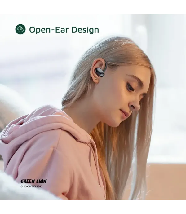 هندزفری Open EAR بلوتوثی 5.3 قابلیت نویز کنسلینگ ENC ضد آب Game Mode گرین لاین مدل Green Lion Ocean Open Ear Headphones GNOCNTWSBK