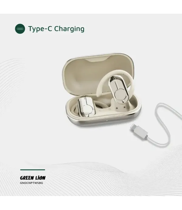 هندزفری Open EAR بلوتوثی 5.3 قابلیت نویز کنسلینگ ضد آب Game Mode گرین لاین مدل Green Lion Ocean PLUS Open Ear Headphones GNOCNPTWSBG
