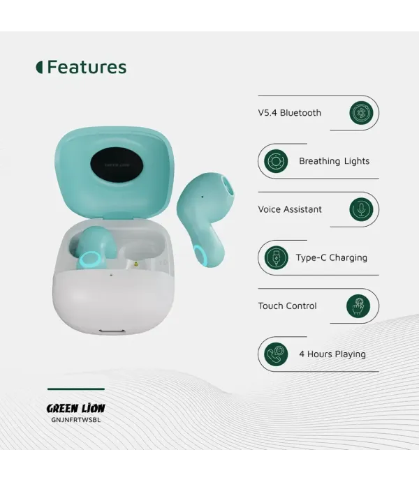 هندزفری بلوتوثی 5.4 قابلیت دستیار صورتی کنترل لمسی گرین لاین مدل Green Lion Jenifer True Wireless Earbuds TWS GNJNFRTWS