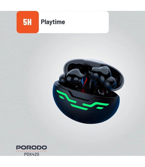 هندزفری بلوتوثی 5.4 گیمینگ پرودو نویزکنسلینگ ENC نور RGB مدل Porodo PDX420 Wireless Headphone