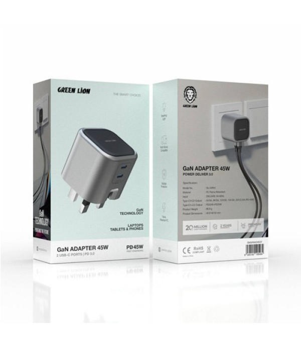 شارژر دیواری 45 وات گرین پرمیوم لاین مدل Green Lion GaN Premium EU Plug Wall Charger 45W