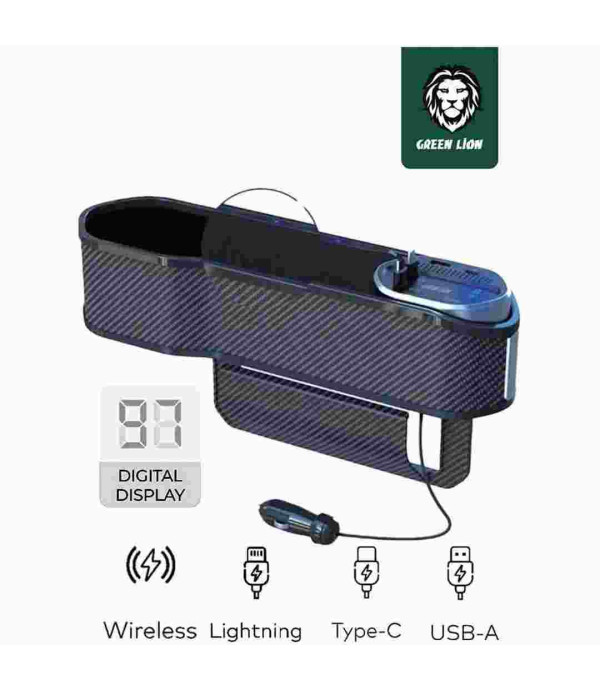 نظم دهنده و شارژر فندکی ماشین گرین لاین مدل Green Lion Universal Organizer With Wireless Doc GNUNORGCDOWBK GL-SX-12-6