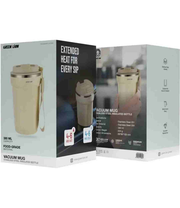 ماگ وکیوم مسافرتی گرین لاین مدل  Green Lion Vacuum Mug 380mL GNVCMC380ML با ظرفیت 380 میلی لیتر
