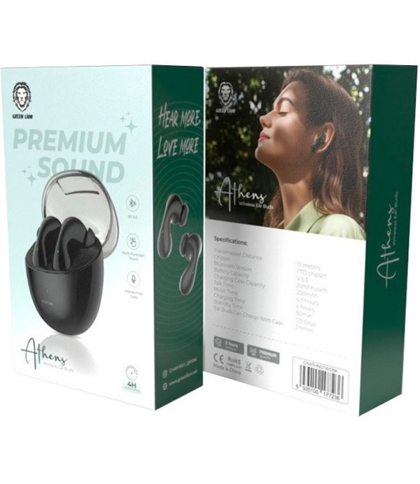هندزفری بلوتوثی 5.3 کنترل لمسی گرین لاین مدل Green Lion Athens Premium Sound Wireless Earbuds GNATHNSTWS