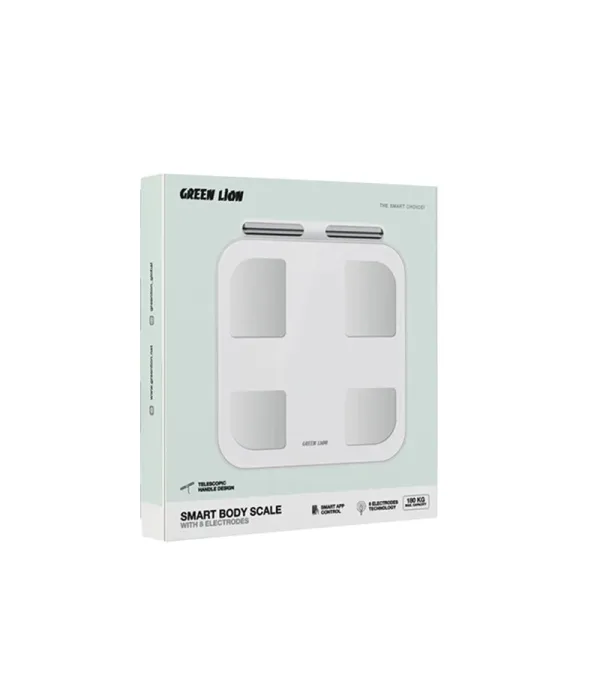 ترازوی هوشمند اپلیکیشن اختصاصی 180 کیلوگرم گرین لاین مدل Green Lion Smart Body Scale with 8 Electrodes GNSMBDSCALWH