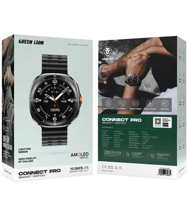 ساعت هوشمند صفحه دایره  ضد آب و گرد و خاک گرین لاین مدل Green Lion Connect Pro Smart Watch GNCNNPSW