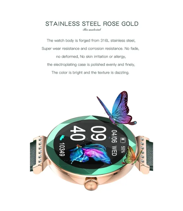 ساعت هوشمند صفحه دایره ضد آب و گرد و خاک گرین لاین مدل Green Lion Swarovski Smart Watch GNSWAROSWR