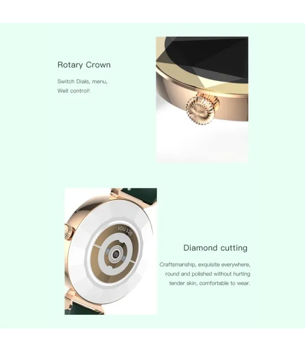 ساعت هوشمند صفحه دایره ضد آب و گرد و خاک گرین لاین مدل Green Lion Swarovski Smart Watch GNSWAROSWR