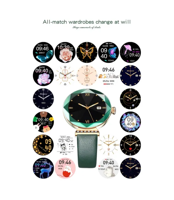 ساعت هوشمند صفحه دایره ضد آب و گرد و خاک گرین لاین مدل Green Lion Swarovski Smart Watch GNSWAROSWR