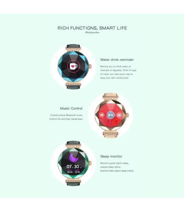 ساعت هوشمند صفحه دایره ضد آب و گرد و خاک گرین لاین مدل Green Lion Swarovski Smart Watch GNSWAROSWR