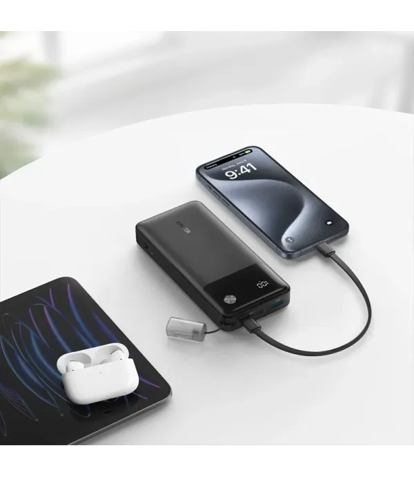 پاوربانک انکر ظرفیت 20000 میلی آمپر ساعت با توان 30 وات به همراه کابل USB-C مدل Anker A1384 20000mAh PowerBank Wih USB Type-C Cable