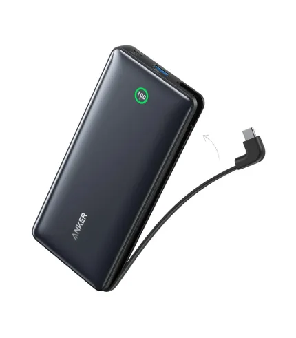 پاوربانک انکر ظرفیت 20000 میلی آمپر ساعت با توان 30 وات به همراه کابل USB-C مدل Anker Power Bank 20000mAh 30W Portable Charger with USB-C Cable A1387