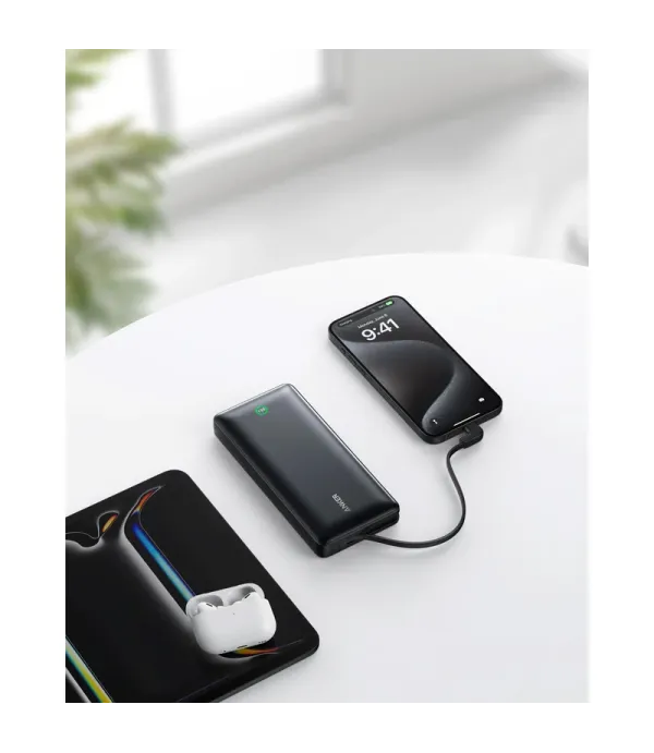 پاوربانک انکر ظرفیت 20000 میلی آمپر ساعت با توان 30 وات به همراه کابل USB-C مدل Anker Power Bank 20000mAh 30W Portable Charger with USB-C Cable A1387