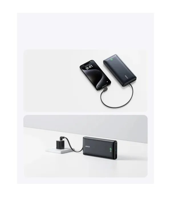 پاوربانک انکر ظرفیت 20000 میلی آمپر ساعت با توان 30 وات به همراه کابل USB-C مدل Anker Power Bank 20000mAh 30W Portable Charger with USB-C Cable A1387