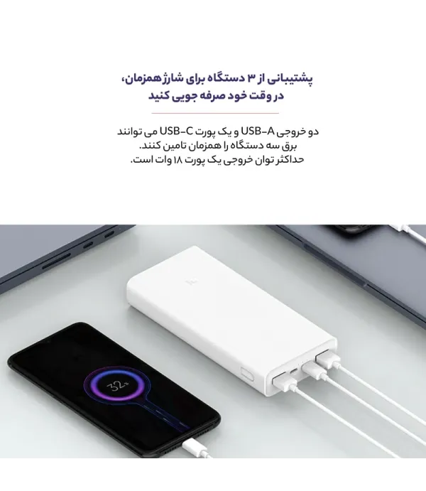 پاوربانک 20 هزار میلی آمپر ساعت شیائومی مدل Mi PLM18ZM 20000mAh Power Bank