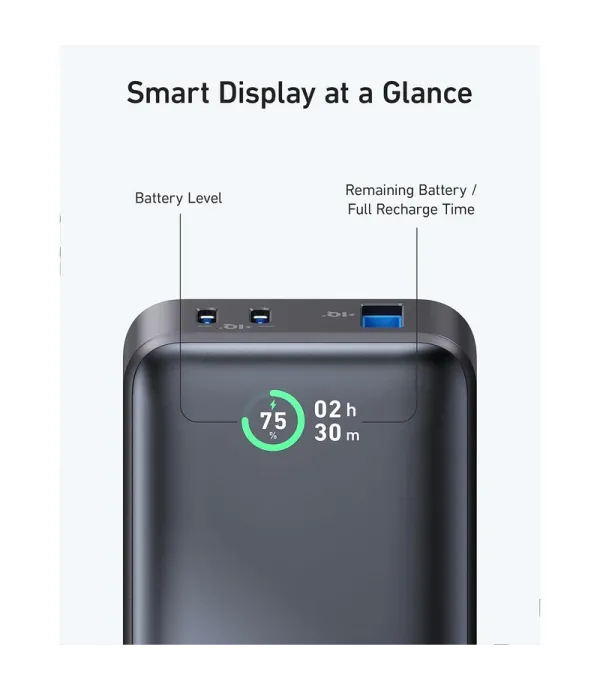 پاوربانک 10 هزار میلی آمپر ساعت فست شارژ 30 واتی انکرمدل ANKER 10000mAh Power Bank A1256H11