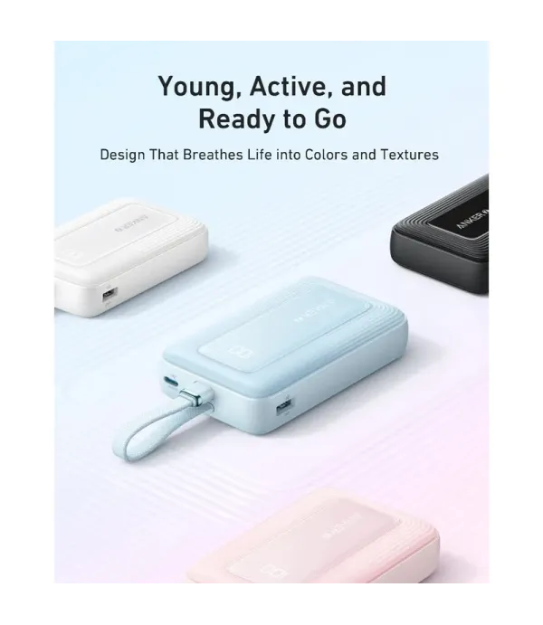 پاور بانک فست شارژ 30 وات 10000 میلی آمپر انکر مدل Anker Zolo Power Bank 10000mAh 30W Built-in Cables A1688